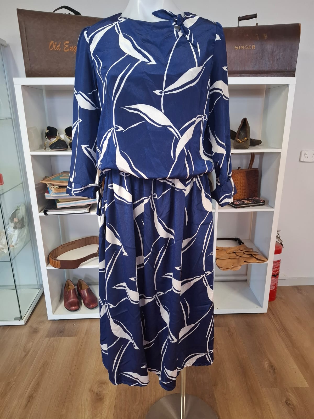 Azure Foliage Midi Dress