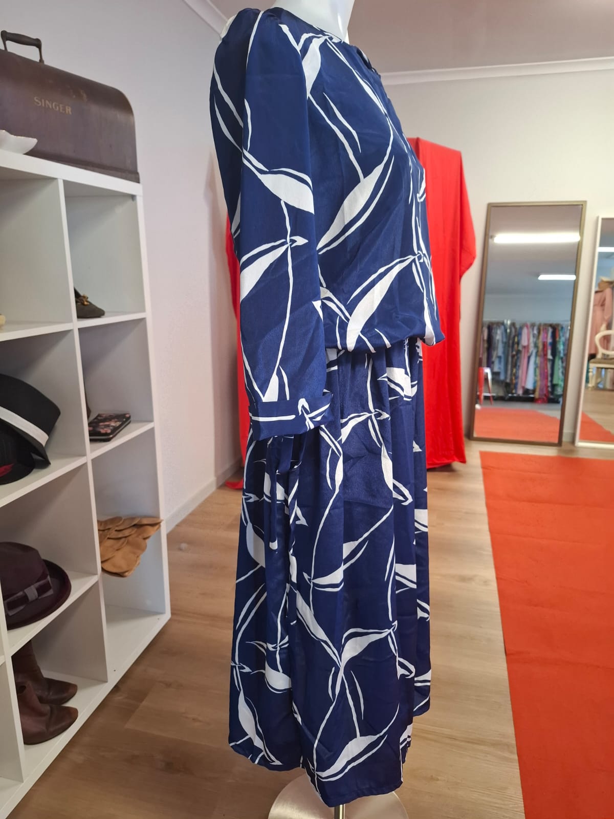 Azure Foliage Midi Dress