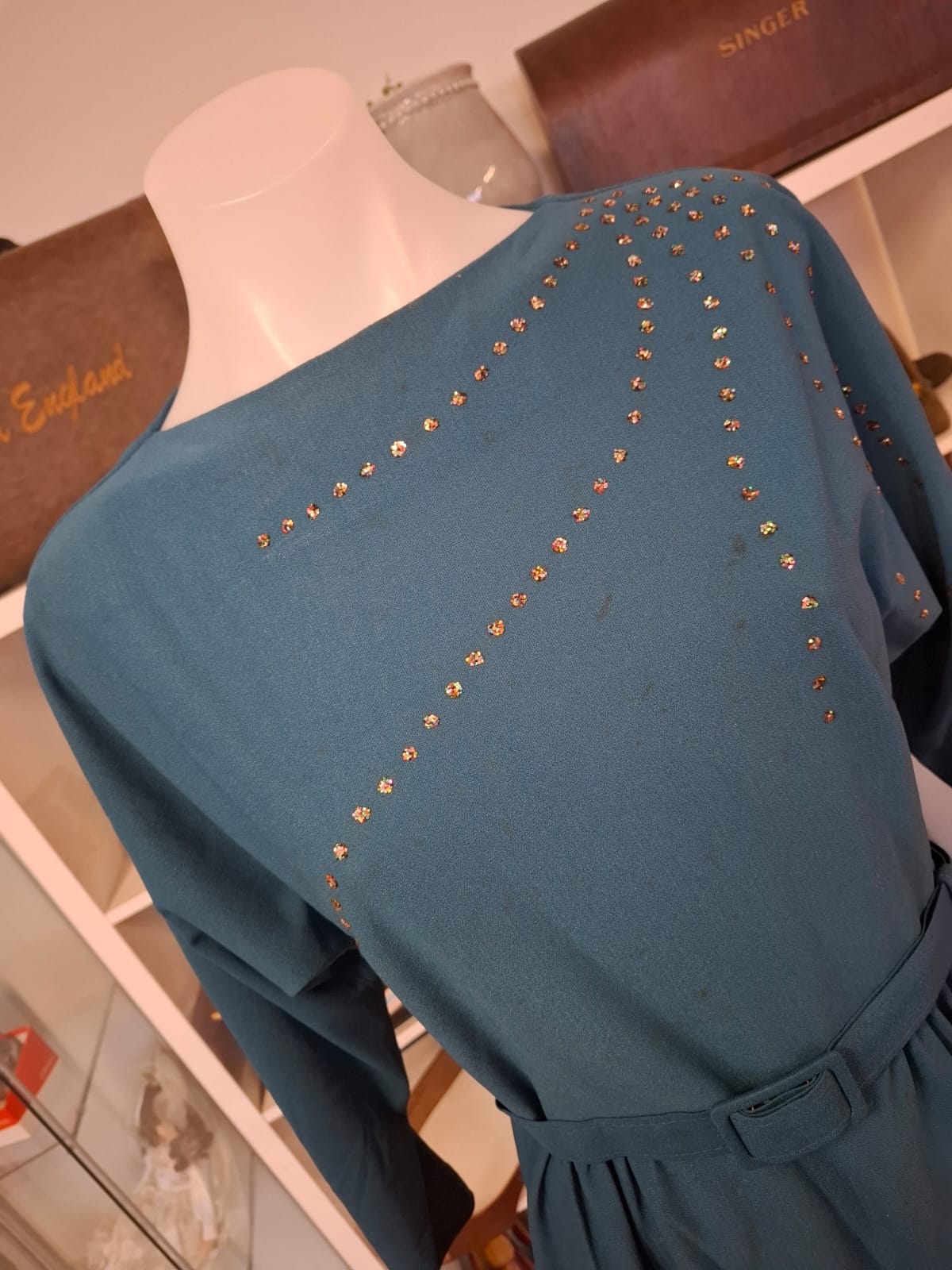 Sabrina Teal Radiance Embellished Midi Dress