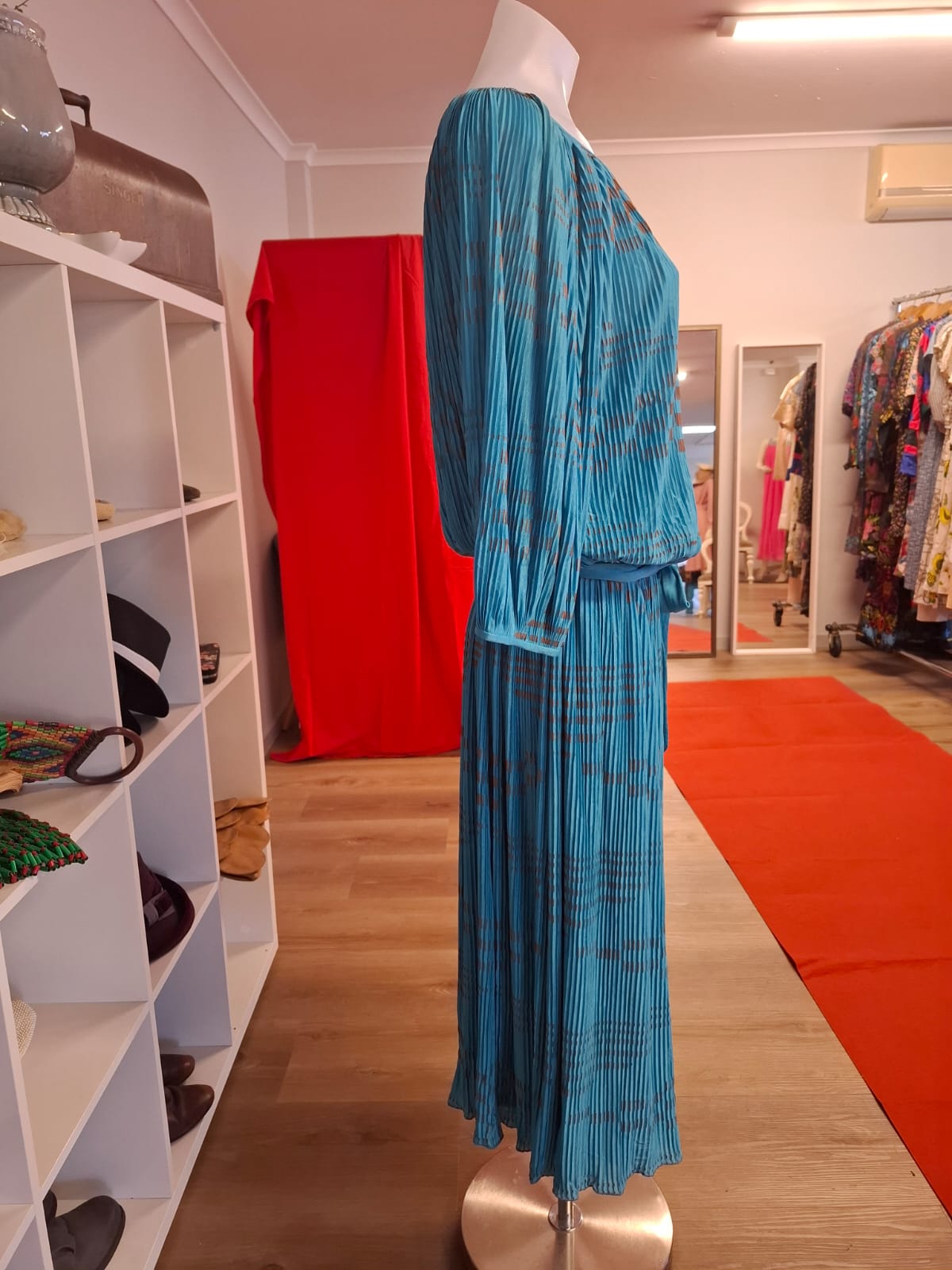 Azure Pleated Blouson Dress