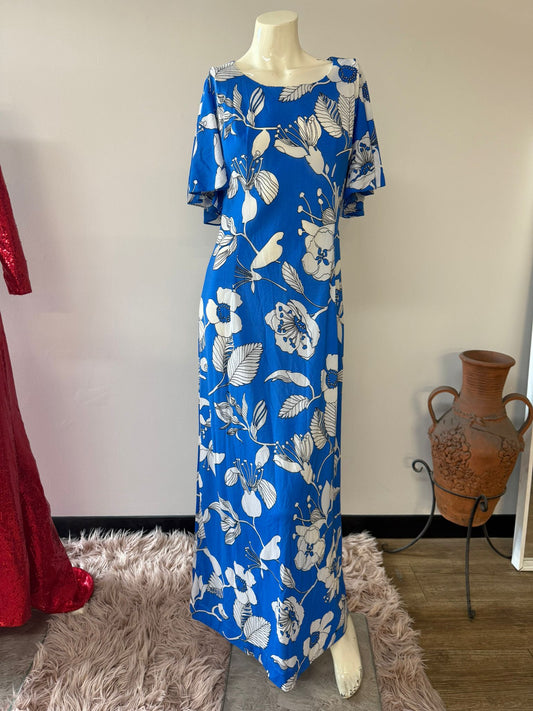 Stunning Bold Blue Floral Maxi Dress – Perfect for Summer & Special Occasions