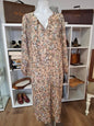 70's - It's a Lehigh Night dress gown. Long sleeves see-through, round neck with tie design.Pleated and floral design.