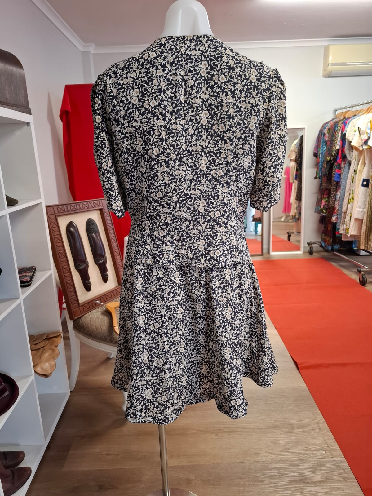 Lamballe Authentic Fashion Intact blaser/ topper.  Elbow sleeves complete buttons down of the topper. Stretchable waistline. Mini dress. Skater skirt style. Sleeveless inner zipper type.