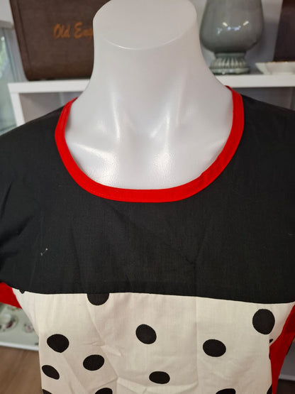 80's Crimson Red Round neck below the knee and Non stretch.