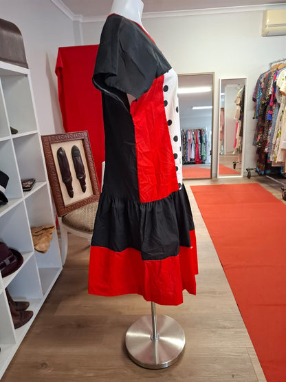 80's Crimson Red Round neck below the knee and Non stretch.