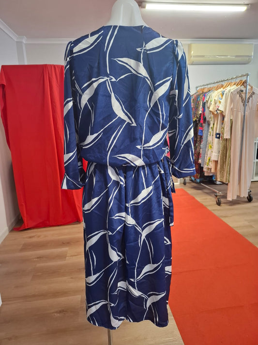 Azure Foliage Midi Dress