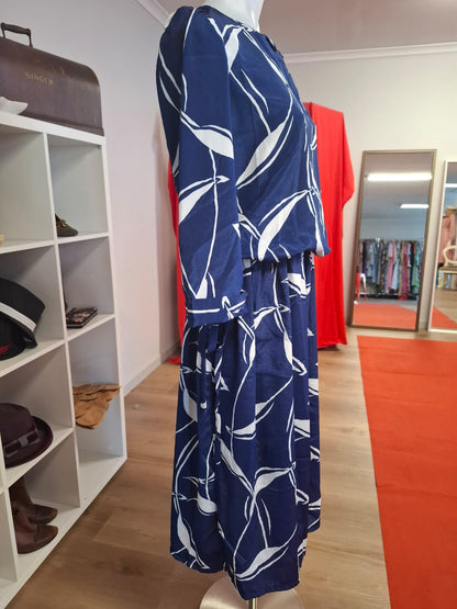 Azure Foliage Midi Dress