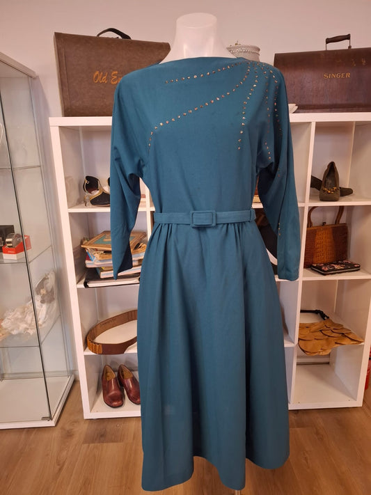 Sabrina Teal Radiance Embellished Midi Dress