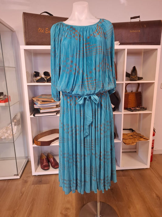 Azure Pleated Blouson Dress