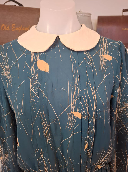 Whimsical Teal Peter Pan Collar Dress