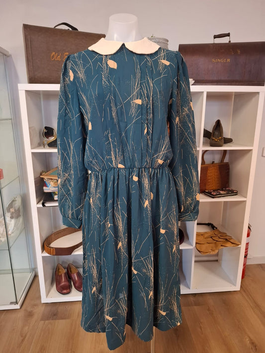 Whimsical Teal Peter Pan Collar Dress