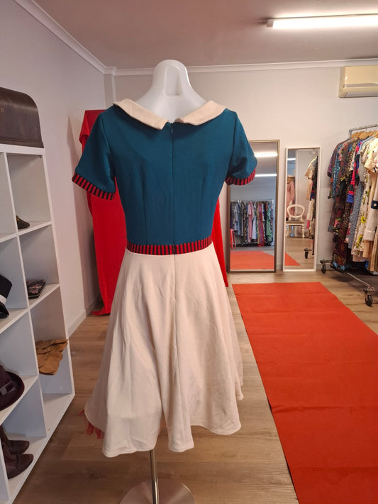 Retro Sailor Chic Midi Dress