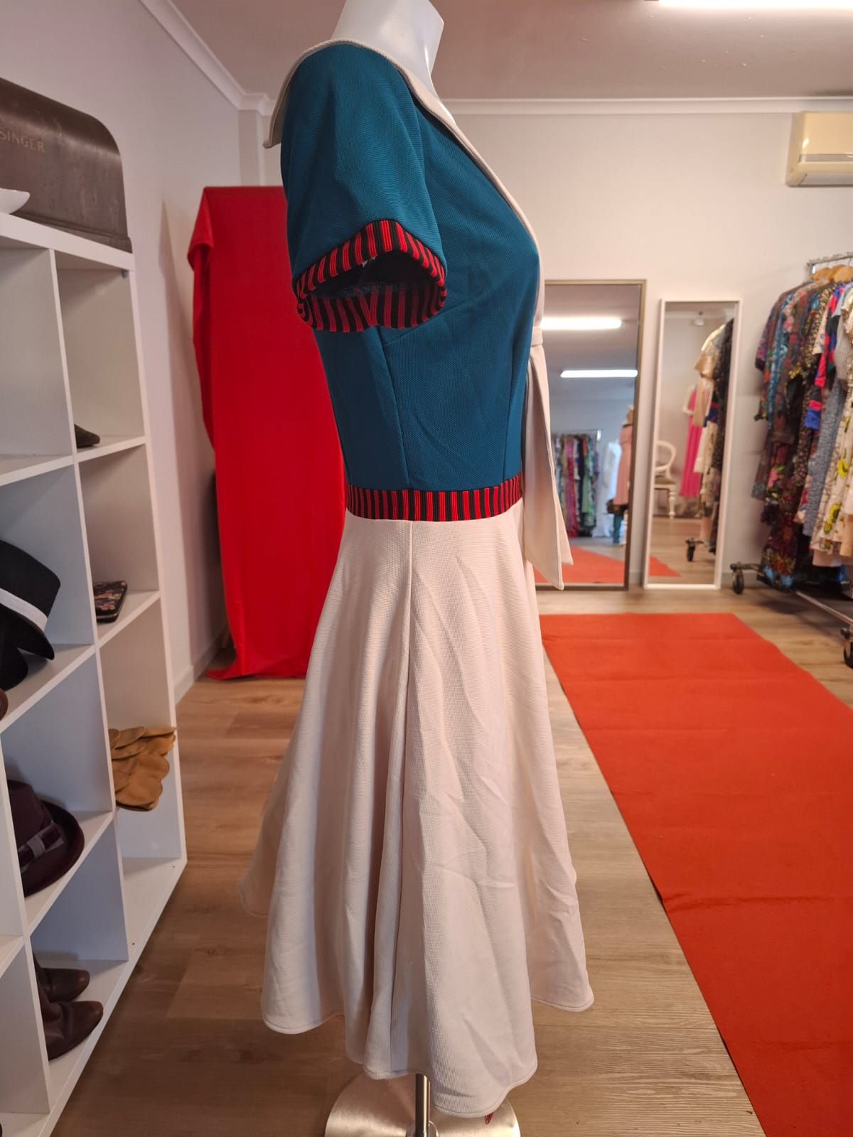 Retro Sailor Chic Midi Dress