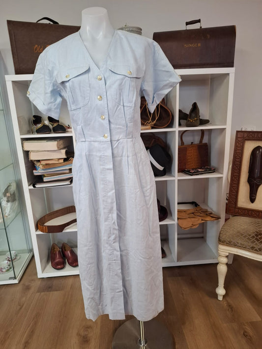 Classic Sky Blue Utility Midi Dress