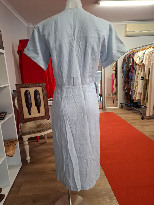 Classic Sky Blue Utility Midi Dress