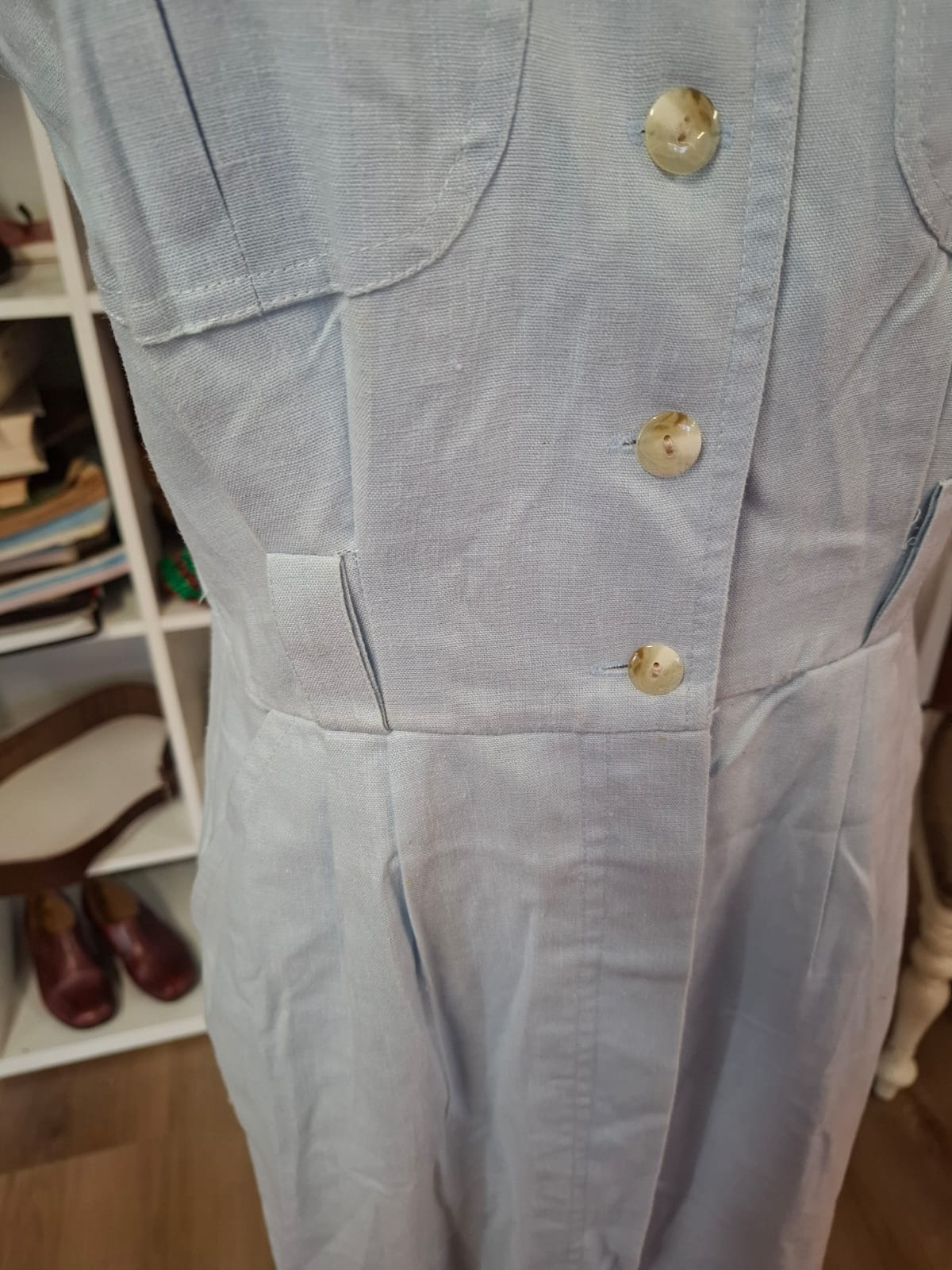 Classic Sky Blue Utility Midi Dress